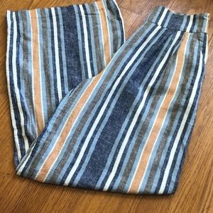 Current Air Wide Leg Linen Blend Striped Pants XS